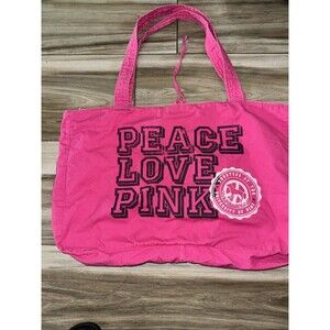New Y2k Victoria's Secret PINK Vintage Pink Beach Travel Tote Bag Peace Love